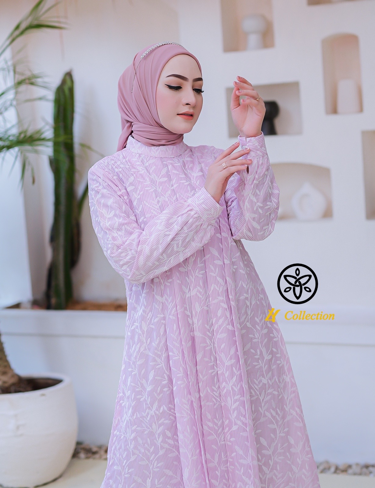 Gamis modern warna pink